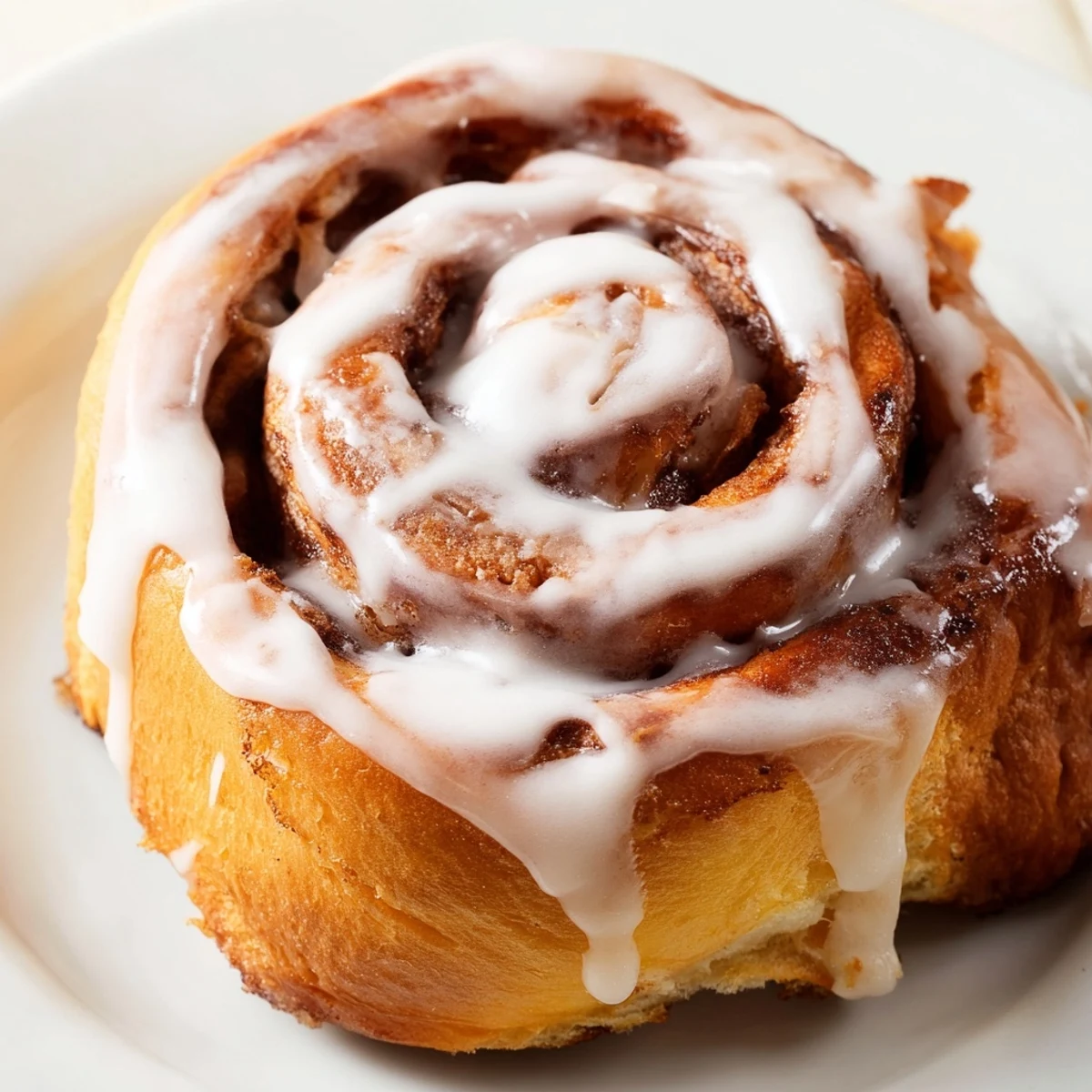Warm Cinnamon Rolls are drizzled with sweet vanilla icing, paired with coffee, making a cozy breakfast treat.
