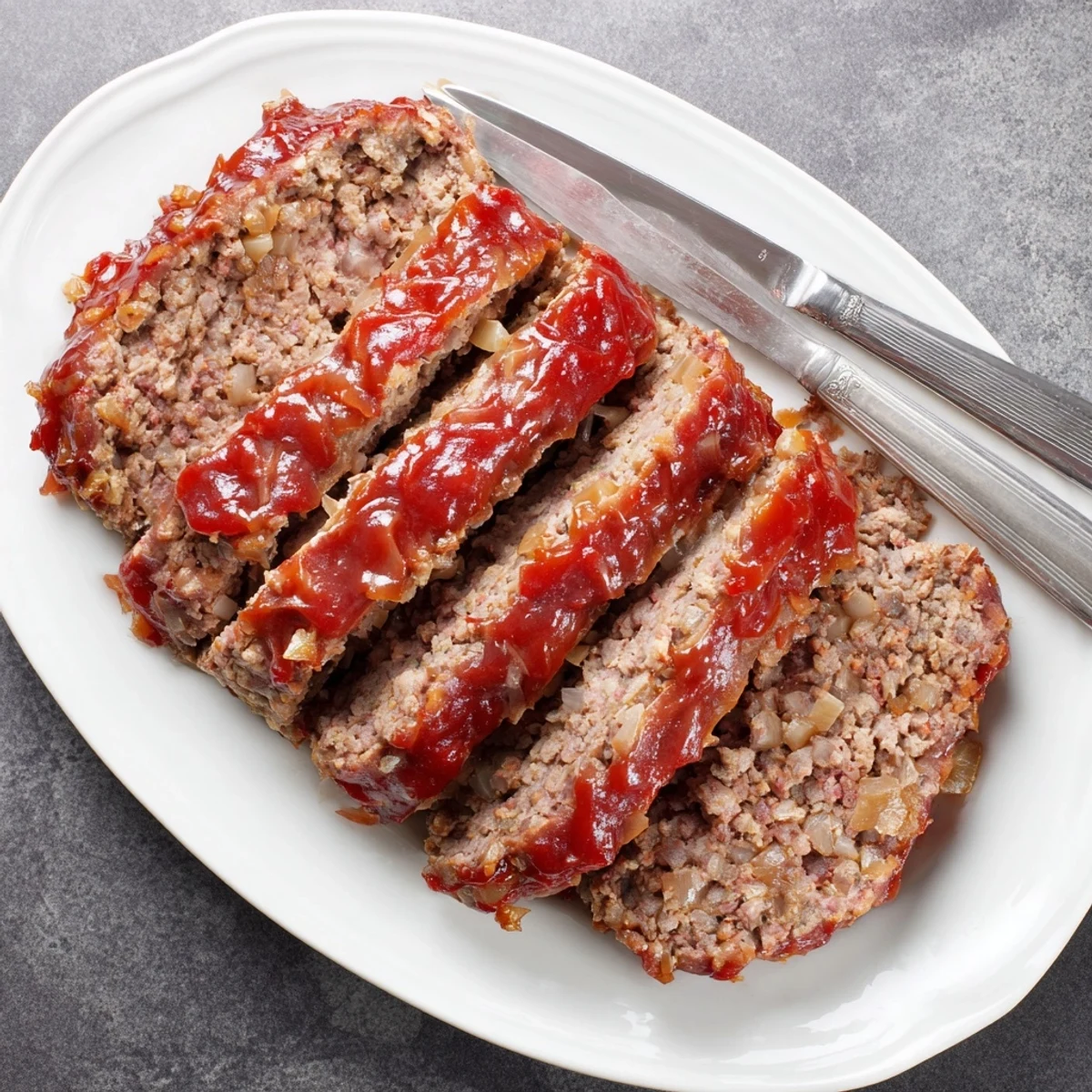 Hearty homestyle meatloaf with smoky paprika and Worcestershire sauce glaze, resting on a platter ready for a family meal.