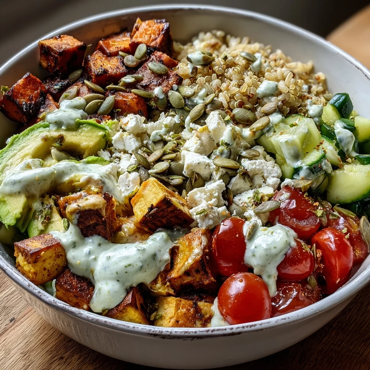 Meal prep friendly Customizable Grain Bowl featuring juicy shrimp, steamed broccoli, and shredded carrots tossed in a zesty ginger soy dressing.