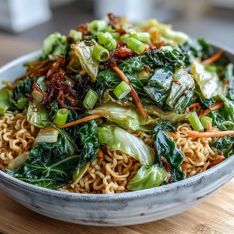 Golden-brown fried cabbage and chewy ramen noodles are tossed in a glossy savory sauce in a hot skillet.