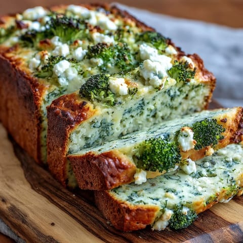 Moist slices of Broccoli and Feta Loaf on a white plate, revealing a tender crumb speckled with bright broccoli and pockets of savory cheese.