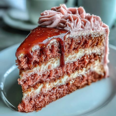 Slice into tender Bridal Shower Rosé Velvet Cake, ready for a festive celebration.
