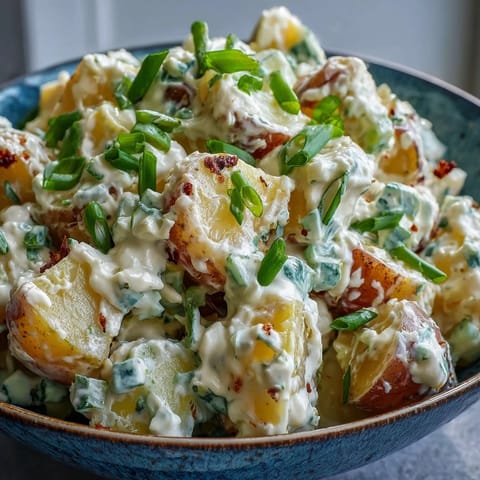 Creamy Juneteenth Soul Food Potato Salad with pickles and mustard, ready for summer picnics.