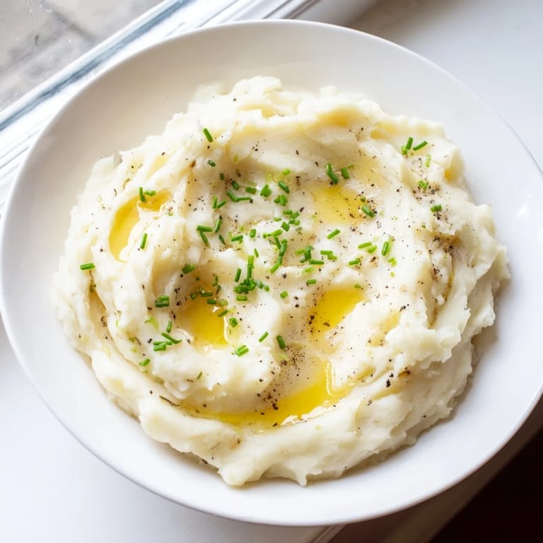 Fluffy, buttery mashed potatoes in a ceramic bowl, perfect for Thanksgiving or family-style American meals.