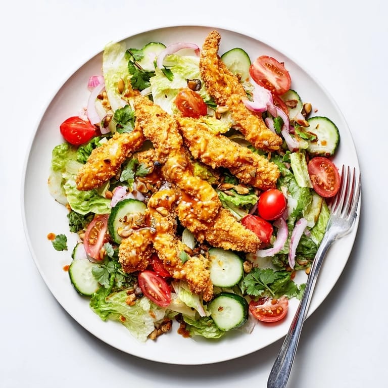 Serve Crispy Hot Honey Chicken Salad as a main dish, with juicy chicken and hot honey drizzle over greens.