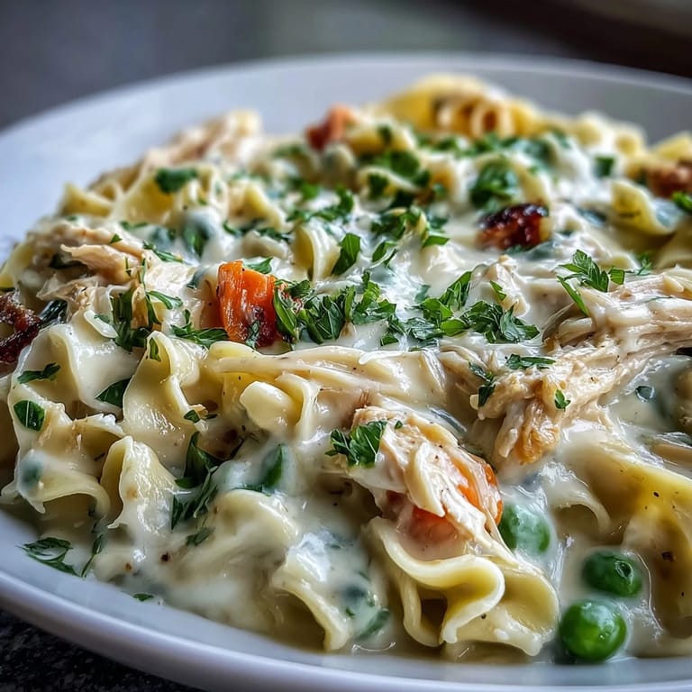 Vibrant Spring Chicken Noodle Skillet, showcasing colorful veggies and comforting noodle goodness.