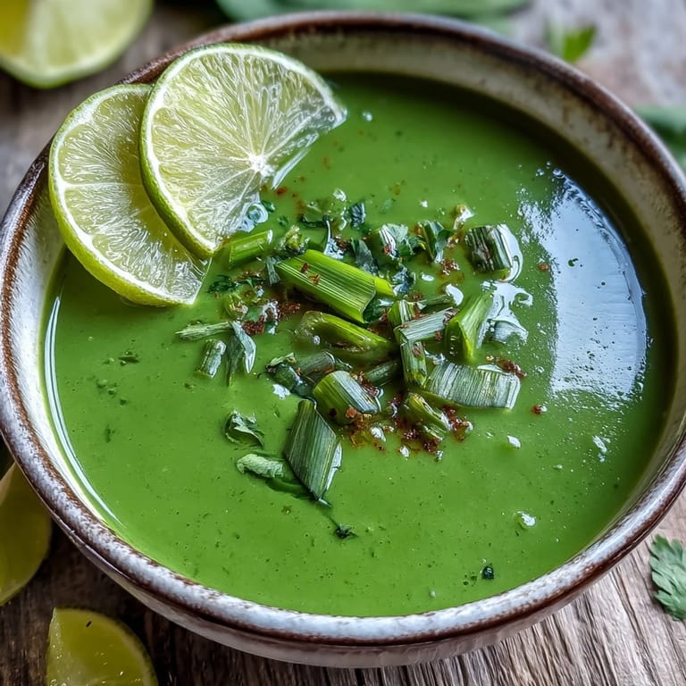 A vibrant bowl of Spinach Coriander Lemongrass Soup, steam rising from the rich coconut milk base.