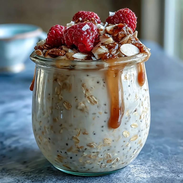Strawberry and Chia Overnight Oats, a refreshing, high-fiber breakfast layered with sweet berries and nutrient-rich chia seeds.