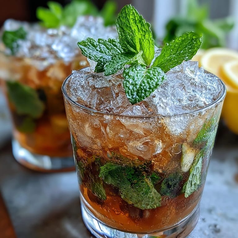 Non-alcoholic Kentucky Derby Mint Julep Mocktail with Fresh Mint, featuring crushed ice and vibrant mint garnish for a Southern-inspired refreshment.
