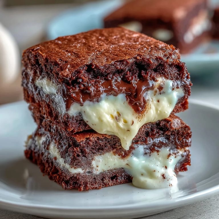 Chewy brownie cookies filled with smooth cream cheese and semi-sweet chocolate chips.  