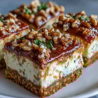 Moist carrot cake cheesecake bars with creamy swirls and crunchy walnuts, perfect for spring gatherings and Easter celebrations.